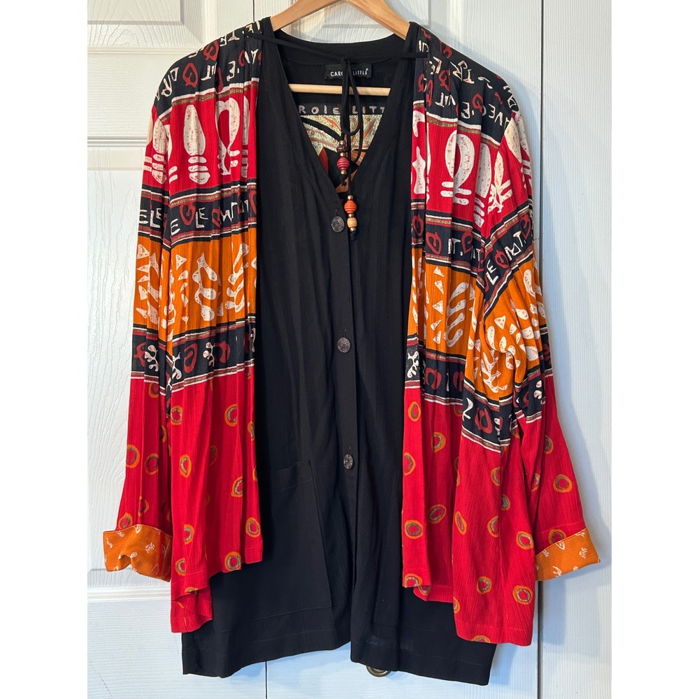 Carole Little Womens Multi Color Print Kimono Jacket Cardigan Size‎ L